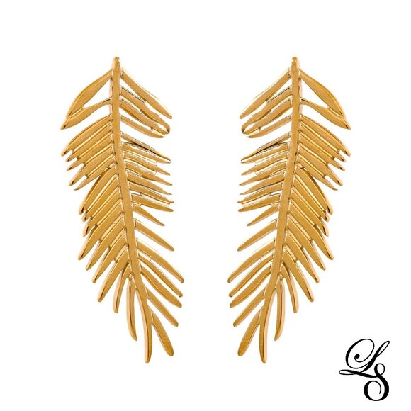 Life Stream Collective Jewelry - 🌿New 18K Gold Long Leaf Statement Earrings 🌿